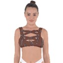 Feather Leaf Pattern Print Bandaged Up Bikini Top View1