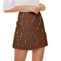 Feather Leaf Pattern Print Mini Front Wrap Skirt View3