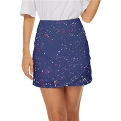 Texture Grunge Speckles Dots Mini Front Wrap Skirt by Cemarart