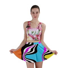Liquid Warp Background Orange Blue Mini Skirt by Cemarart