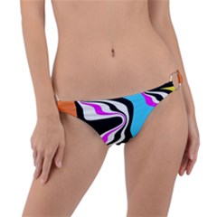 Liquid Warp Background Orange Blue Ring Detail Bikini Bottoms by Cemarart