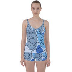 Boho Blue Deep Blue Artwork Tie Front Two Piece Tankini by Cemarart