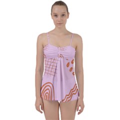 Elements Scribbles Wiggly Lines Retro Vintage Babydoll Tankini Set by Cemarart