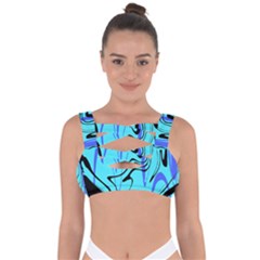 Mint Background Swirl Blue Black Bandaged Up Bikini Top by Cemarart