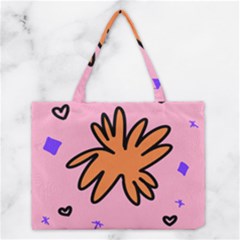 Doodle Flower Sparkles Orange Pink Medium Tote Bag by Cemarart