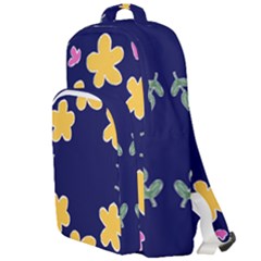 Doodle Flower Leaves Plant Design Double Compartment Backpack by Cemarart