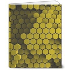 Yellow Hexagons 3d Art Honeycomb Hexagon Pattern 8  X 10  Softcover Notebook by Cemarart