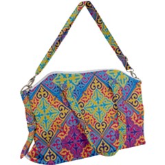 Colorful Flora Flora Kazakh Pattern Canvas Crossbody Bag by Cemarart