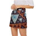 Fractal Triangle Geometric Abstract Pattern Mini Front Wrap Skirt View2