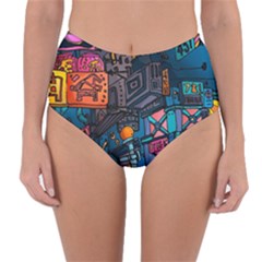 Wallet City Art Graffiti Reversible High-waist Bikini Bottoms by Bedest