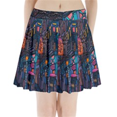 Wallet City Art Graffiti Pleated Mini Skirt by Bedest
