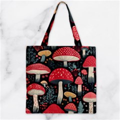 Mushrooms Psychedelic Zipper Grocery Tote Bag by Grandong