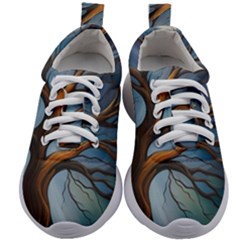 Tree Branches Mystical Moon Expressionist Oil Painting Acrylic Painting Abstract Nature Moonlight Ni Kids Athletic Shoes by Maspions
