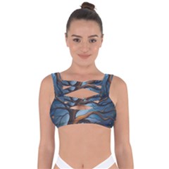 Tree Branches Mystical Moon Expressionist Oil Painting Acrylic Painting Abstract Nature Moonlight Ni Bandaged Up Bikini Top by Maspions