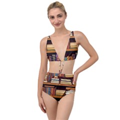 Book Nook Books Bookshelves Comfortable Cozy Literature Library Study Reading Room Fiction Entertain Tied Up Two Piece Swimsuit by Maspions