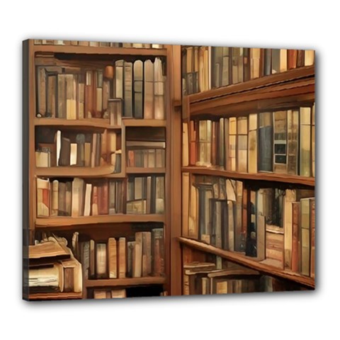 Room Interior Library Books Bookshelves Reading Literature Study Fiction Old Manor Book Nook Reading Canvas 24  X 20  (stretched) by Grandong