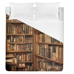 Room Interior Library Books Bookshelves Reading Literature Study Fiction Old Manor Book Nook Reading Duvet Cover (queen Size) by Grandong