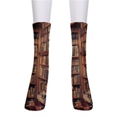 Room Interior Library Books Bookshelves Reading Literature Study Fiction Old Manor Book Nook Reading Crew Socks by Grandong