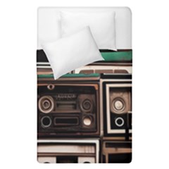 Retro Electronics Old Antiques Texture Wallpaper Vintage Cassette Tapes Retrospective Duvet Cover Double Side (single Size) by Grandong