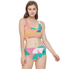 Abstract Geometric Bauhaus Polka Dots Retro Memphis Art Frilly Bikini Set by Maspions