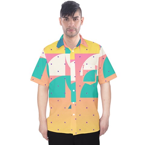Abstract Geometric Bauhaus Polka Dots Retro Memphis Art Men s Hawaii Shirt by Maspions