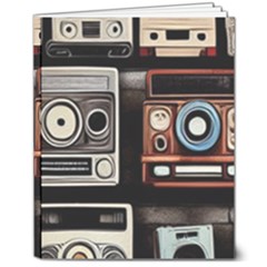Retro Cameras Old Vintage Antique Technology Wallpaper Retrospective 8  X 10  Hardcover Notebook by Grandong