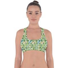 Leaves Tropical Background Pattern Green Botanical Texture Nature Foliage Cross Back Hipster Bikini Top  by Maspions