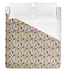Floral Flowers Leaves Tropical Pattern Duvet Cover (queen Size) by Maspions