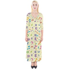Seamless Pattern Musical Note Doodle Symbol Quarter Sleeve Wrap Maxi Dress by Apen