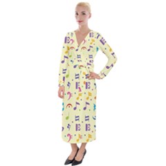 Seamless Pattern Musical Note Doodle Symbol Velvet Maxi Wrap Dress by Apen