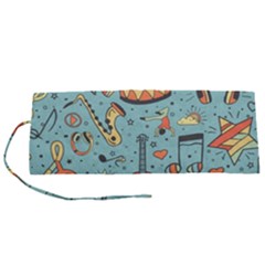 Seamless Pattern Musical Instruments Notes Headphones Player Roll Up Canvas Pencil Holder (s) by Apen