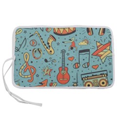 Seamless Pattern Musical Instruments Notes Headphones Player Pen Storage Case (l) by Apen