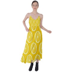 Lemon Fruits Slice Seamless Pattern Tie Back Maxi Dress by Apen