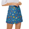 Space Rocket Solar System Pattern Mini Front Wrap Skirt View3