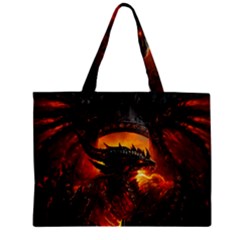 Dragon Fire Fantasy Art Zipper Mini Tote Bag by Maspions