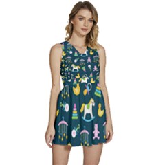 Cute Babies Toys Seamless Pattern Sleeveless High Waist Mini Dress by Apen