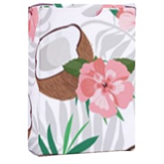 Seamless Pattern Coconut Piece Palm Leaves With Pink Hibiscus Playing Cards Single Design (rectangle) With Custom Box by Apen