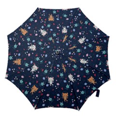 Cute Astronaut Cat With Star Galaxy Elements Seamless Pattern Hook Handle Umbrellas (medium) by Apen