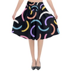 Abstract Pattern Wallpaper Flared Midi Skirt by Maspions