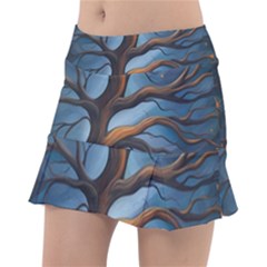 Tree Branches Mystical Moon Expressionist Oil Painting Acrylic Painting Abstract Nature Moonlight Ni Classic Tennis Skirt by Maspions