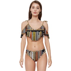 Book Nook Books Bookshelves Comfortable Cozy Literature Library Study Reading Reader Reading Nook Ro Ruffle Edge Tie Up Bikini Set	 by Maspions