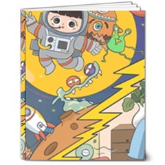 Astronaut Moon Monsters Spaceship Universe Space Cosmos 8  X 10  Hardcover Notebook by Maspions