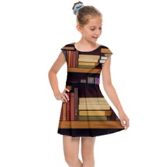 Book Nook Books Bookshelves Comfortable Cozy Literature Library Study Reading Room Fiction Entertain Kids  Cap Sleeve Dress by Maspions