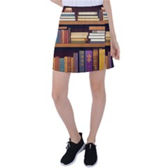 Book Nook Books Bookshelves Comfortable Cozy Literature Library Study Reading Room Fiction Entertain Tennis Skirt by Maspions