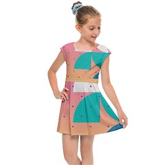 Abstract Geometric Bauhaus Polka Dots Retro Memphis Art Kids  Cap Sleeve Dress by Maspions