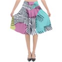 Lines Line Art Pastel Abstract Multicoloured Surfaces Art Flared Midi Skirt View1