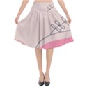 Pink Pattern Line Art Texture Minimalist Design Flared Midi Skirt View1