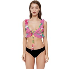 Ocean Watermelon Vibes Summer Surfing Sea Fruits Organic Fresh Beach Nature Low Cut Ruffle Edge Bikini Top by Maspions