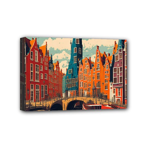 London England Bridge Europe Buildings Architecture Vintage Retro Town City Mini Canvas 6  X 4  (stretched) by Maspions