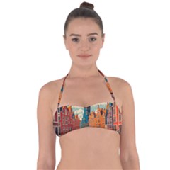London England Bridge Europe Buildings Architecture Vintage Retro Town City Tie Back Bikini Top by Maspions